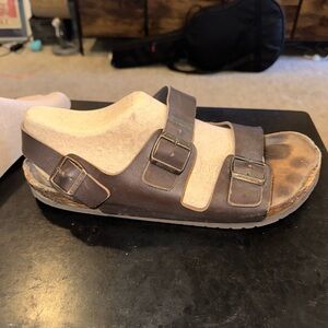 BIRKENSTOCK Milano Oiled Leather Habana 16-16.5 Regular EU 49 Worn Used Clean